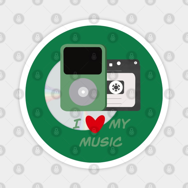 I Love My Music - Green Magnet by Alliart